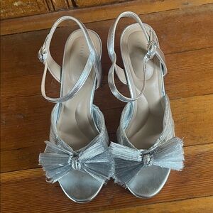 Kelly & Katie Metallic Silver Sandals with Bow